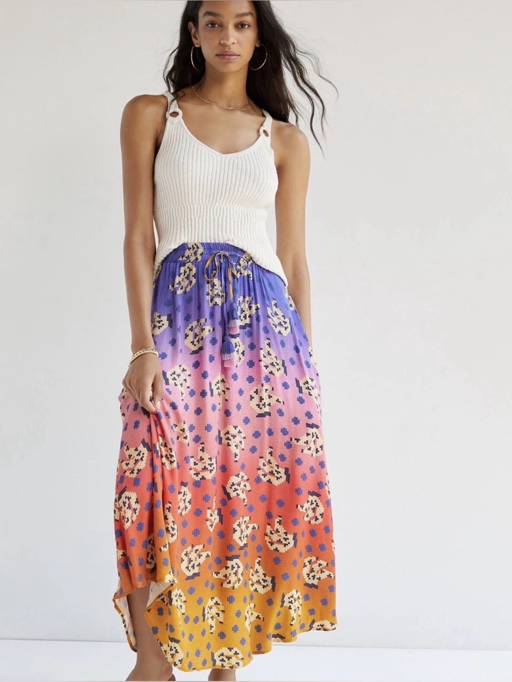 Anthropologie x  Farm Rio Mariposa Maxi Skirt size Medium